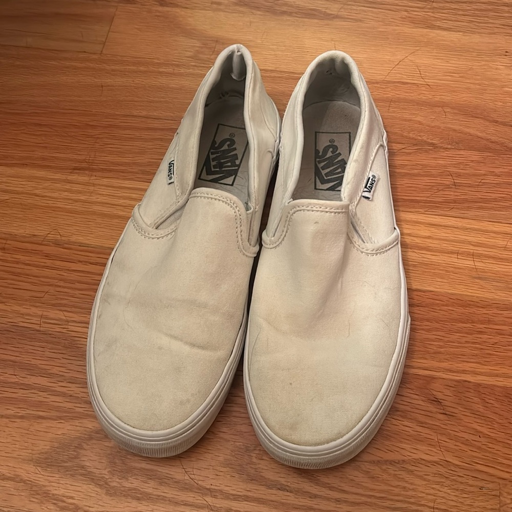 White slip on vans